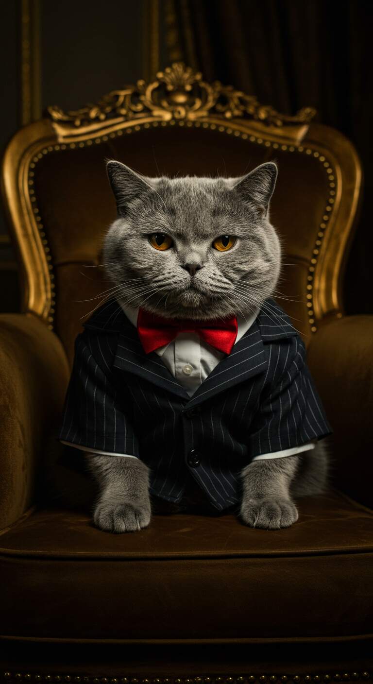 Funny Cat Profile Picture in Mafia Boss Mode